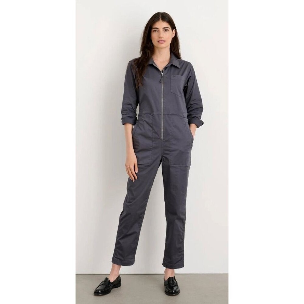 Alex Mill Iron Grey Standard Zip Front Size M Cotton Jumpsuit Utility Workwear